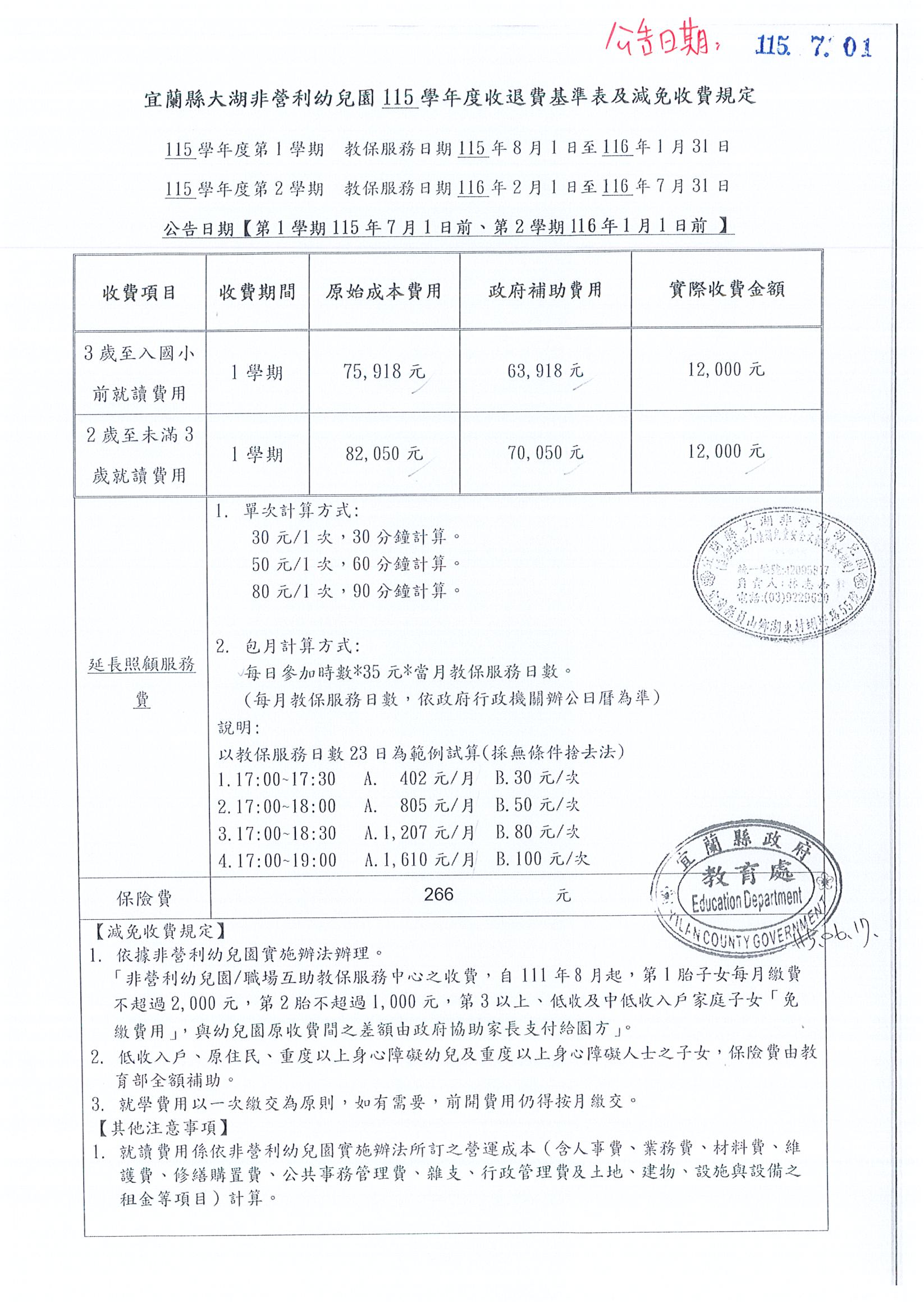115收費基準表